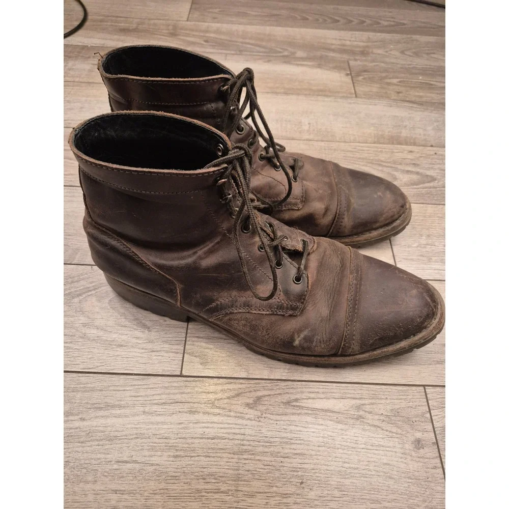 Thursday Boot Company Casa Moto‎ Brown Leather Combat Boots Rugged Lace Up Sz 14